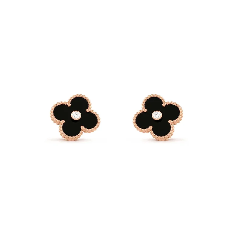 Van Cleef & Arpels VCARP2B100 Vintage Alhambra Limited Edition Earrings yellow gold onyx 1