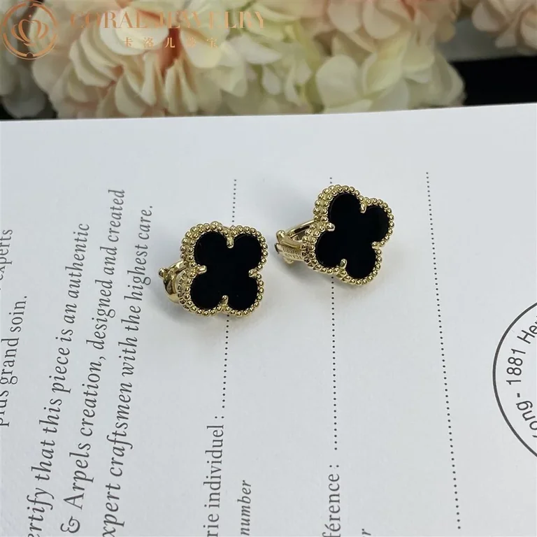 Van Cleef & Arpels VCARA44200 Vintage Alhambra earrings Yellow gold Onyx 4