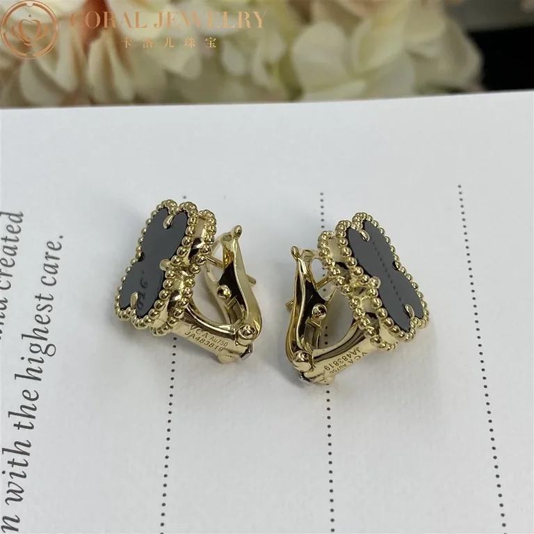 Van Cleef & Arpels VCARA44200 Vintage Alhambra earrings Yellow gold Onyx 3