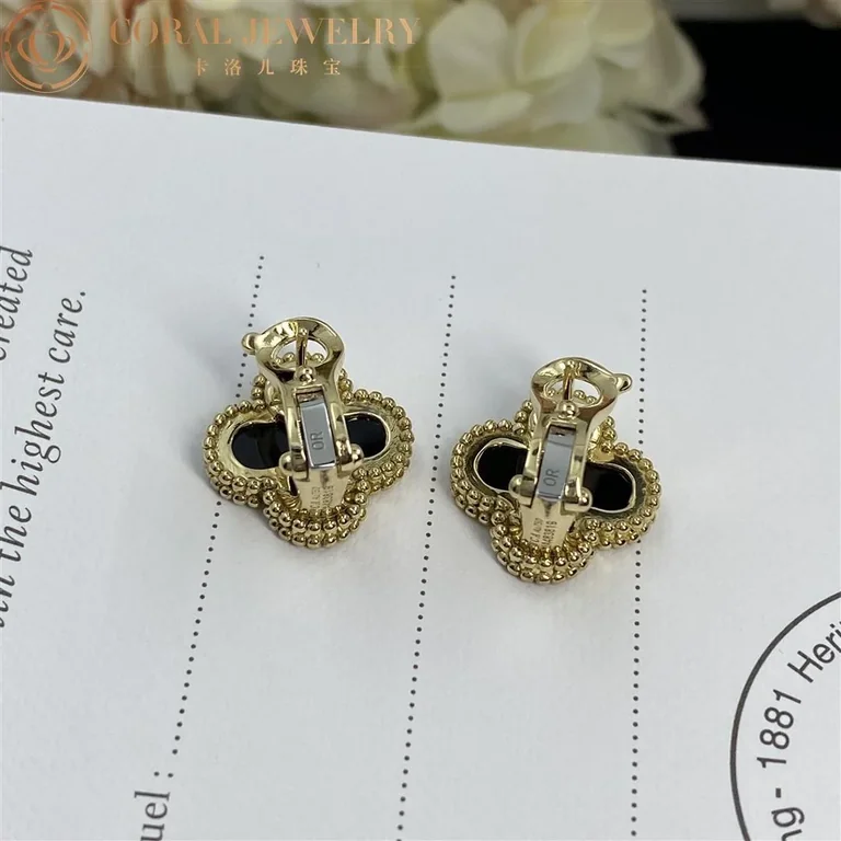 Van Cleef & Arpels VCARA44200 Vintage Alhambra earrings Yellow gold Onyx 2