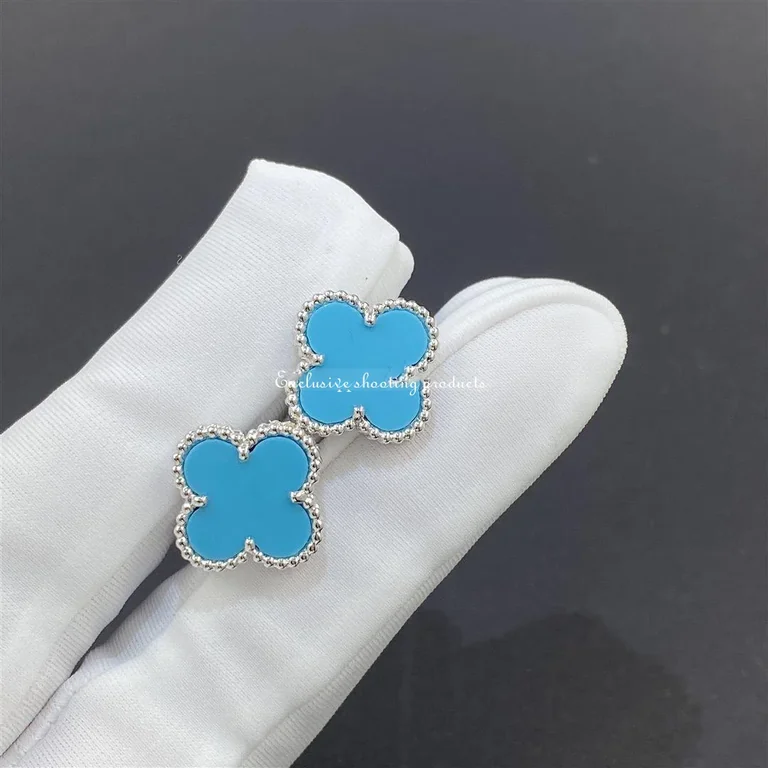 Van Cleef & Arpels Vintage Alhambra earrings VCARD40400 white gold Turquoise 6