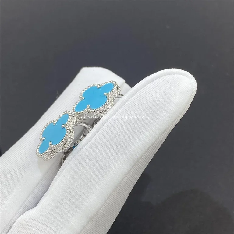 Van Cleef & Arpels Vintage Alhambra earrings VCARD40400 white gold Turquoise 5