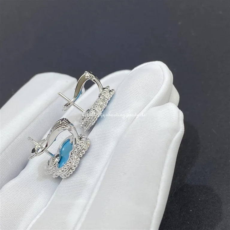 Van Cleef & Arpels Vintage Alhambra earrings VCARD40400 white gold Turquoise 3
