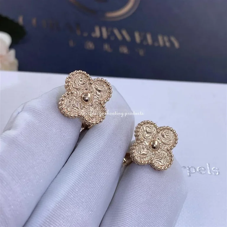 Van Cleef & Arpels VCARP2R500 Vintage Alhambra Earrings Rose Gold Diamond 12