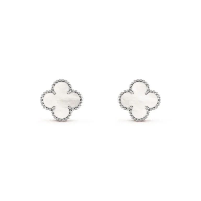 Van Cleef & Arpels VCARF48600 Vintage Alhambra earrings White gold Mother-of-pearl earrings 1