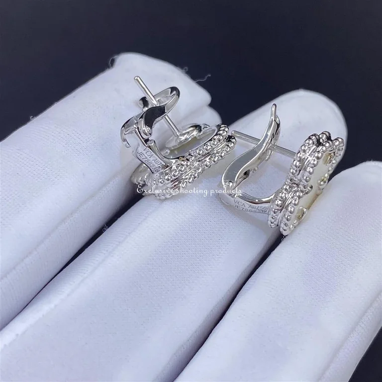 Van Cleef & Arpels VCARF48600 Vintage Alhambra earrings White gold Mother-of-pearl earrings 6