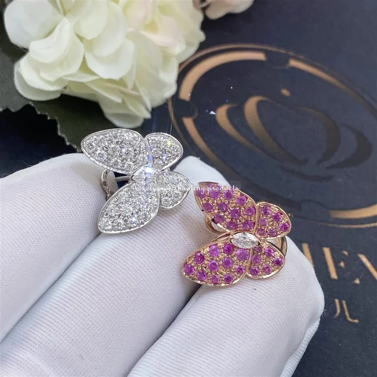 Van Cleef & Arpels VCARO3M600 Two Butterfly earrings White gold Diamond Sapphire 6