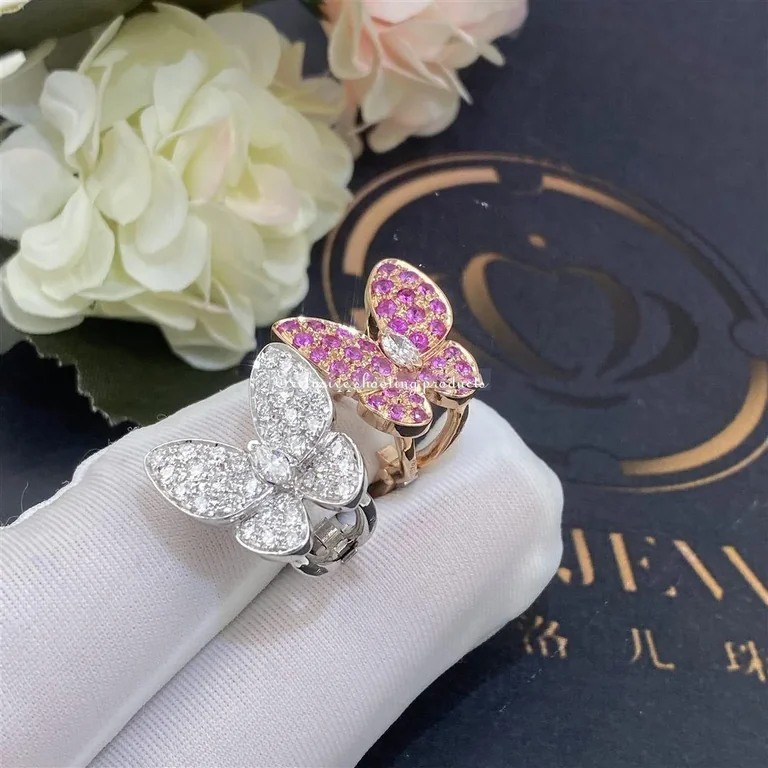 Van Cleef & Arpels VCARO3M600 Two Butterfly earrings White gold Diamond Sapphire 2