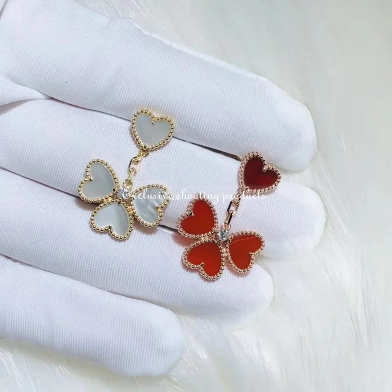 Van Cleef & Arpels VCARN5PQ00 Sweet Alhambra effeuillage earrings Yellow gold Diamond Mother-of-pearl 6