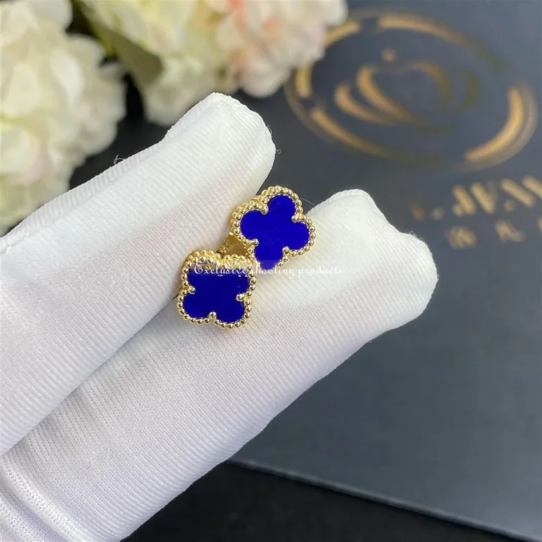 Van Cleef & Arpels Earrings Sweet Alhambra Lapis Gold Earrings 5