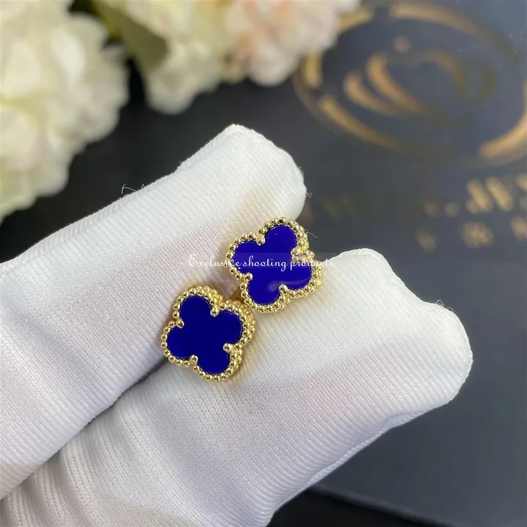 Van Cleef & Arpels Earrings Sweet Alhambra Lapis Gold Earrings 4