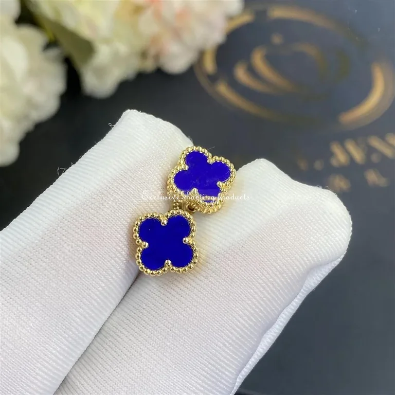 Van Cleef & Arpels Earrings Sweet Alhambra Lapis Gold Earrings 3