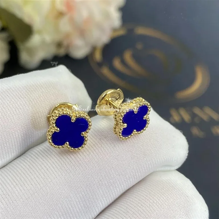 Van Cleef & Arpels Earrings Sweet Alhambra Lapis Gold Earrings 2