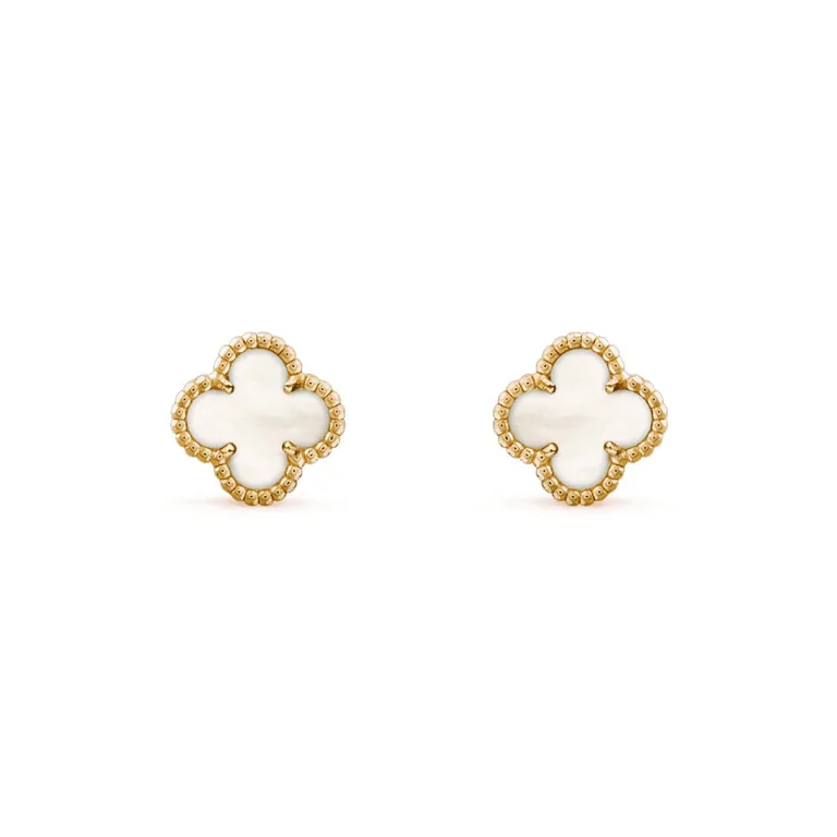 Van Cleef & Arpels VCARA44800 Sweet Alhambra Earstuds Yellow Gold Mother-of-pearl Earrings 1