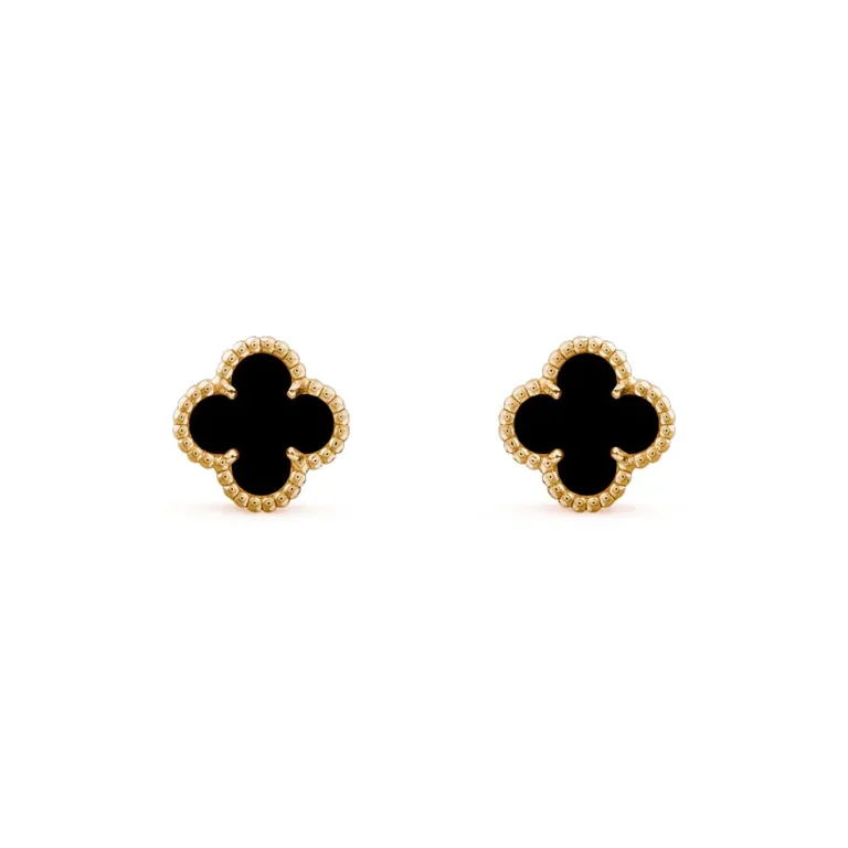 Van Cleef & Arpels VCARA44900 Sweet Alhambra earstuds Yellow gold Onyx Earrings 1