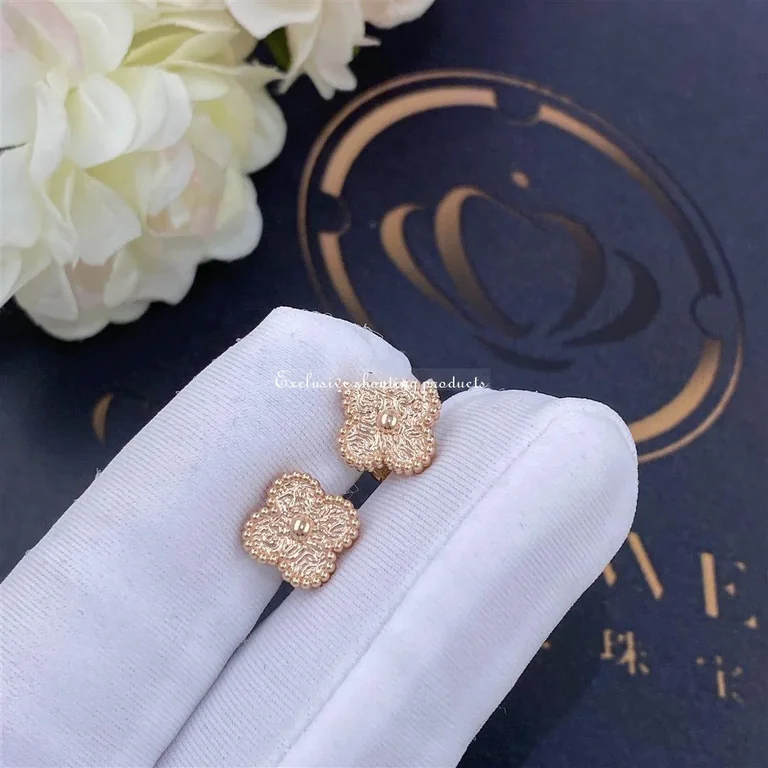 Van Cleef & Arpels VCARO8DB00 Sweet Alhambra Earstuds Rose Gold Earrings 5