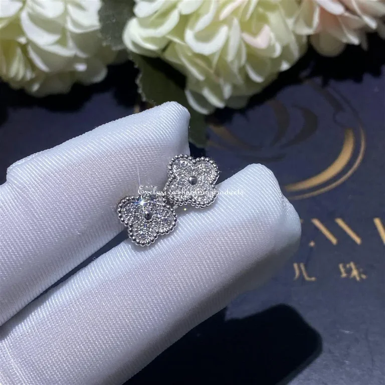Van Cleef & Arpels VCARO85500 Sweet Alhambra Earstuds White Gold Diamond Earrings 5