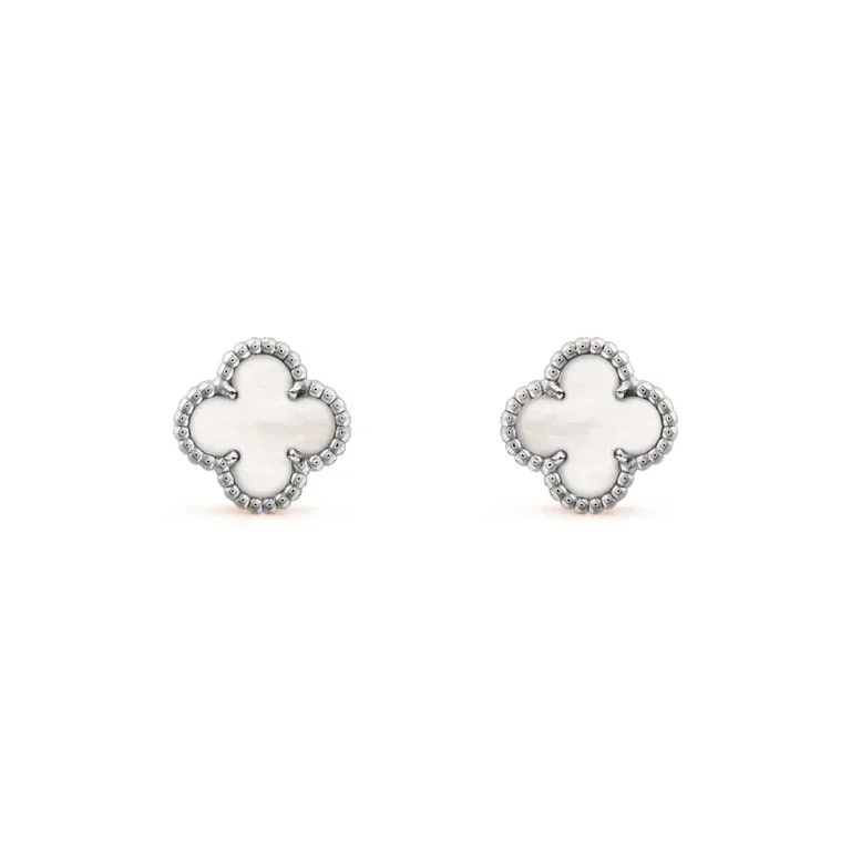 Van Cleef & Arpels VCARG12000 Sweet Alhambra earstuds White gold Mother-of-pearl Earrings 1