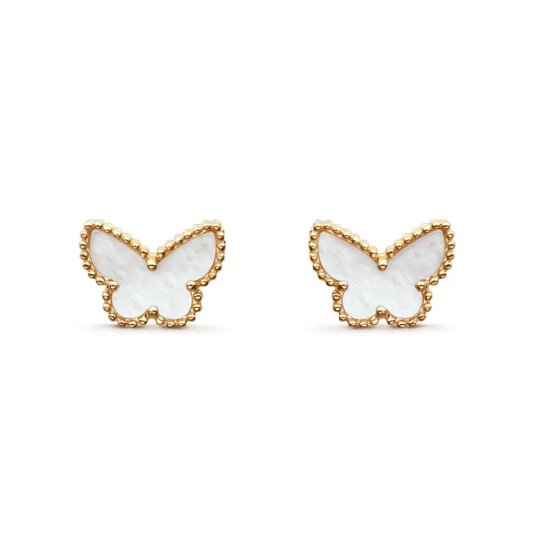 Van Cleef & Arpels VCARN5JM00 Sweet Alhambra Butterfly Earstuds Yellow Gold Mother-of-pearl Earrings 1