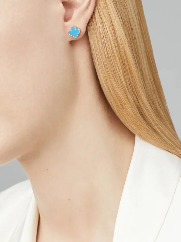 Van Cleef & Arpels VCARA44500 Sweet Alhambra Earstuds White Gold Turquoise Earrings 5