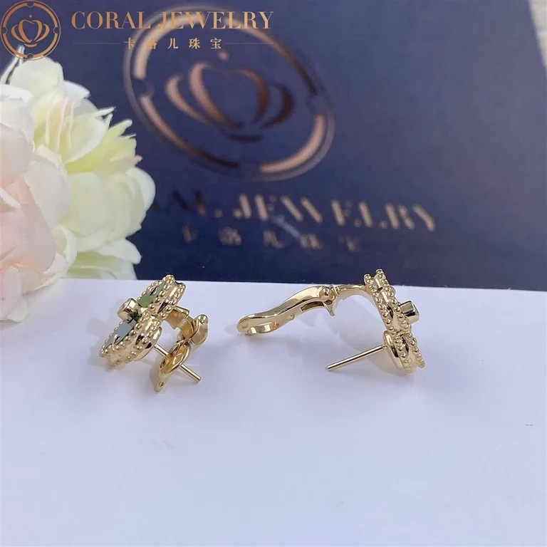Van Cleef Arpels Vintage Alhambra Limited Edition Malachite Earrings CORAL 48