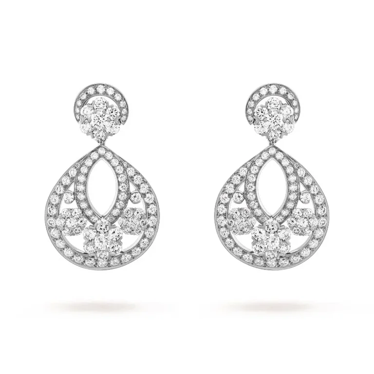 Van Cleef & Arpels VCARO3RL00 Snowflake earrings large model Platinum Diamond earrings 1