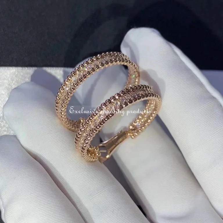 Van Cleef & Arpels VCARO2IZ00 Perlée Diamond hoop earrings 1 rows rose gold 6