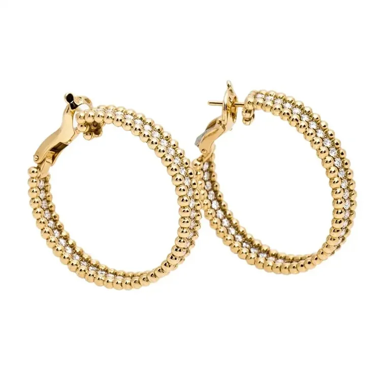 Van Cleef & Arpels VCARO3YF00 Perlée Diamond hoop earrings 1 rows yellow gold 1