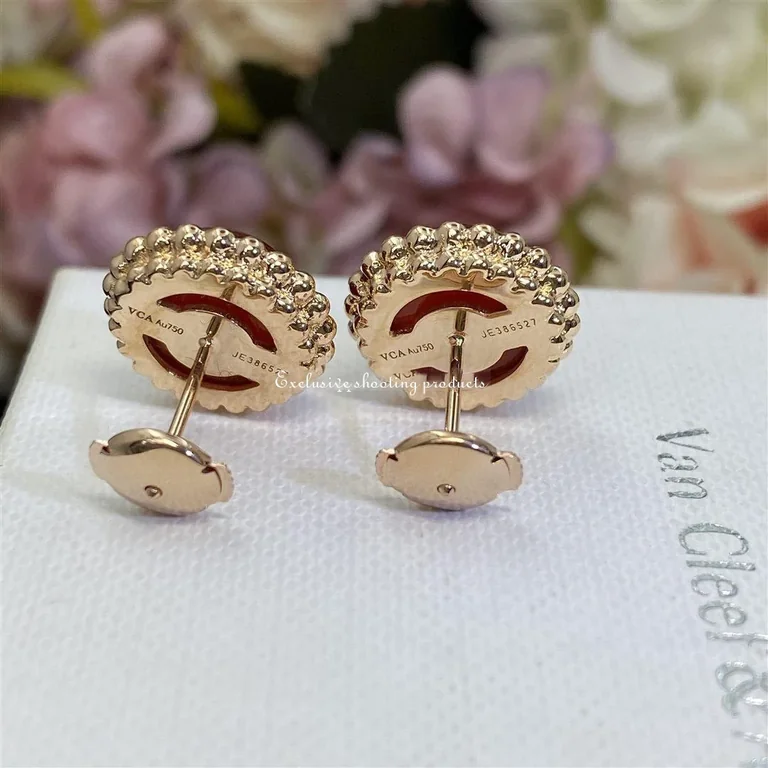 Van Cleef & Arpels VCARP4E000 Perlée couleurs earrings Rose gold Carnelian earrings 4
