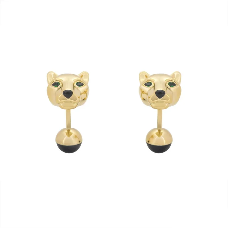 Cartier Panthere De Cartier Heads Mens Cuff Links Coral 18