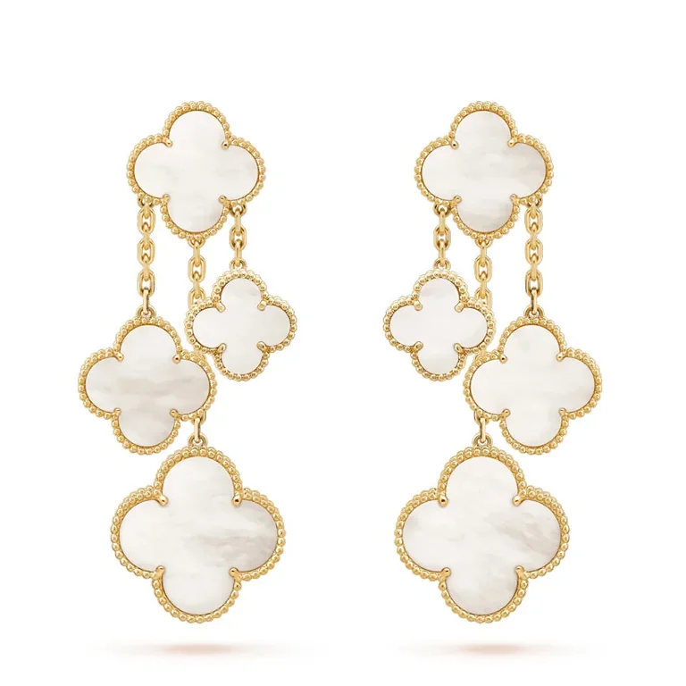 Van Cleef & Arpels VCARD78900 Magic Alhambra Earrings 4 Motifs Yellow Gold Mother-of-pearl Earrings 1