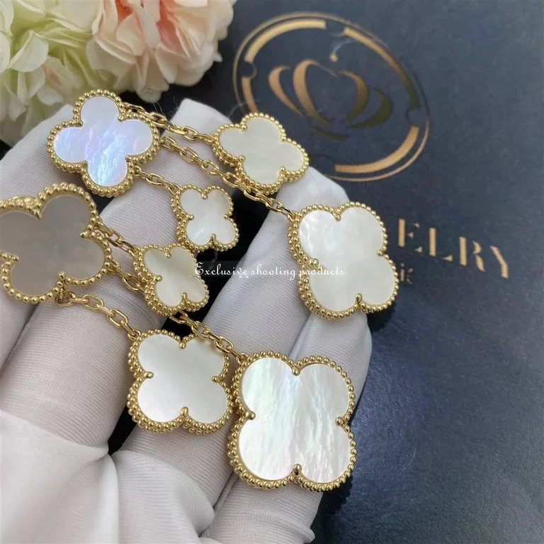 Van Cleef & Arpels VCARD78900 Magic Alhambra Earrings 4 Motifs Yellow Gold Mother-of-pearl Earrings 8