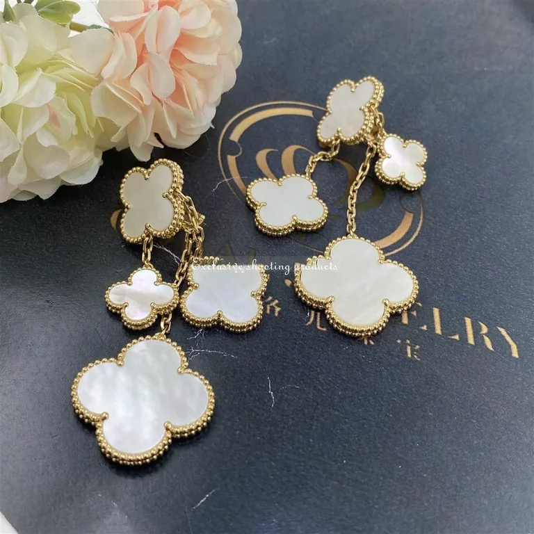 Van Cleef & Arpels VCARD78900 Magic Alhambra Earrings 4 Motifs Yellow Gold Mother-of-pearl Earrings 6