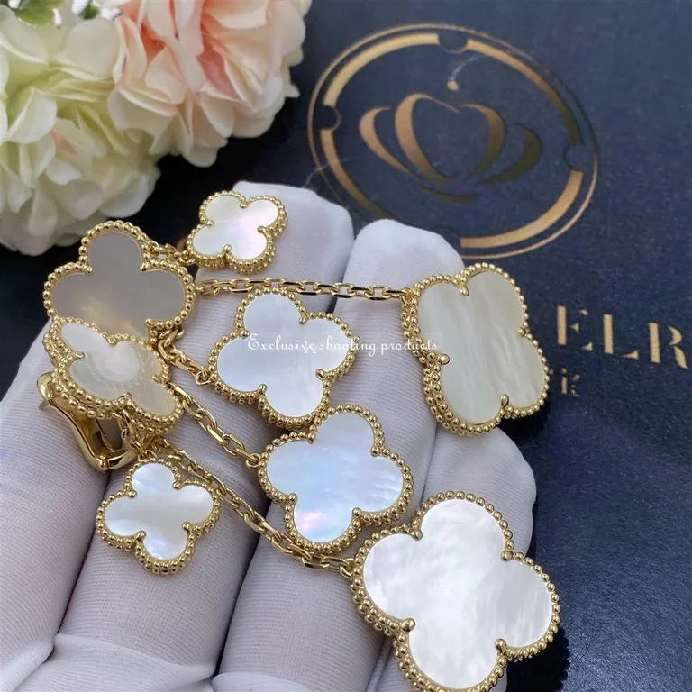 Van Cleef & Arpels VCARD78900 Magic Alhambra Earrings 4 Motifs Yellow Gold Mother-of-pearl Earrings 4