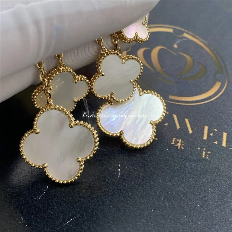 Van Cleef & Arpels VCARD78900 Magic Alhambra Earrings 4 Motifs Yellow Gold Mother-of-pearl Earrings 3