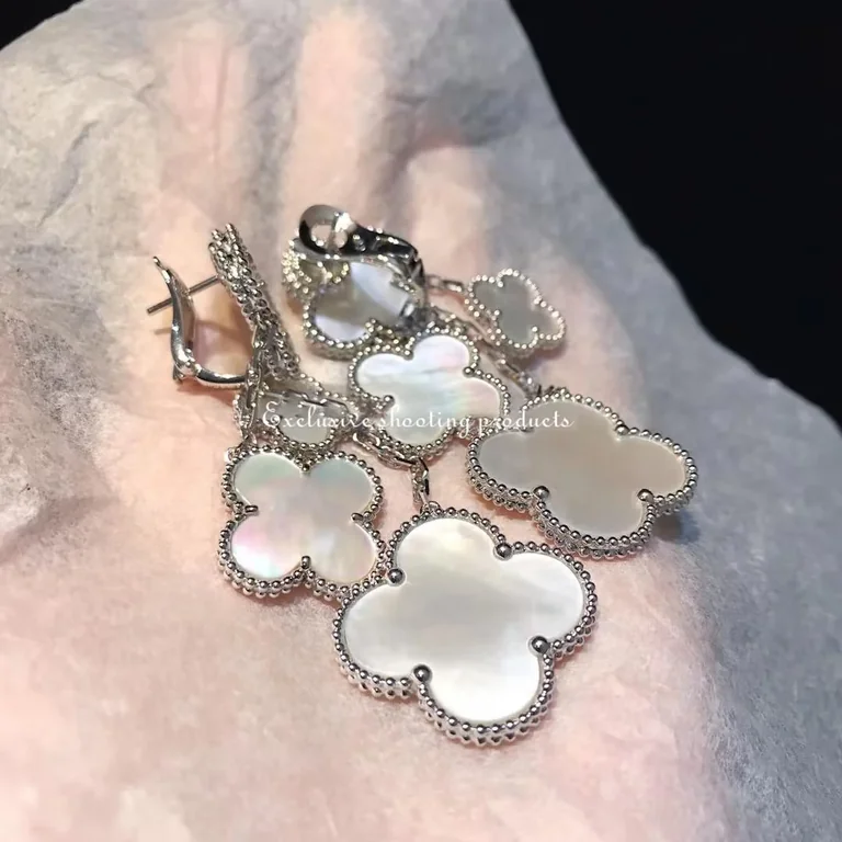 Van Cleef & Arpels CARD78900 Magic Alhambra earrings 4 motifs White gold Mother-of-pearl earrings 3