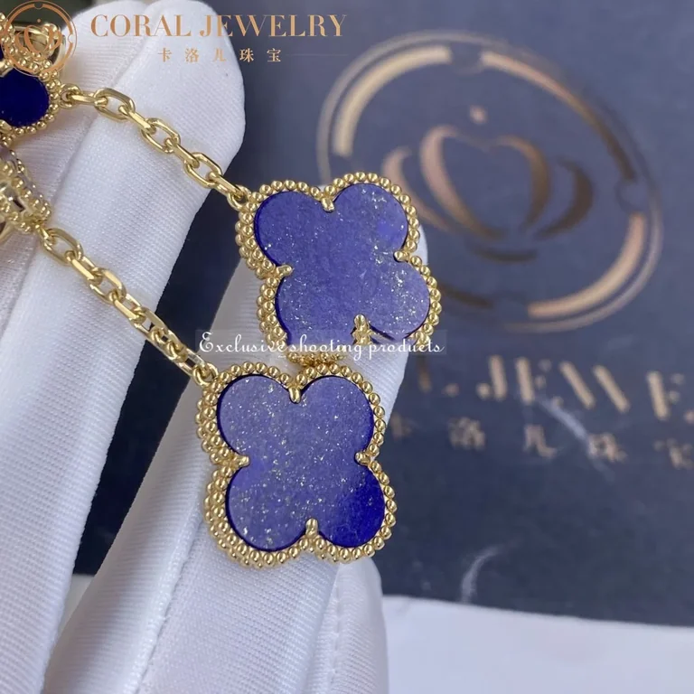 Van Cleef & Arpels VCARD78800-Lapis Lazuli Magic Alhambra earrings 2 motifs Yellow gold Lapis Lazuli 7