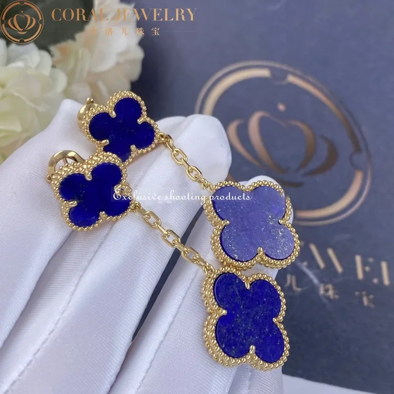 Van Cleef & Arpels VCARD78800-Lapis Lazuli Magic Alhambra earrings 2 motifs Yellow gold Lapis Lazuli 6