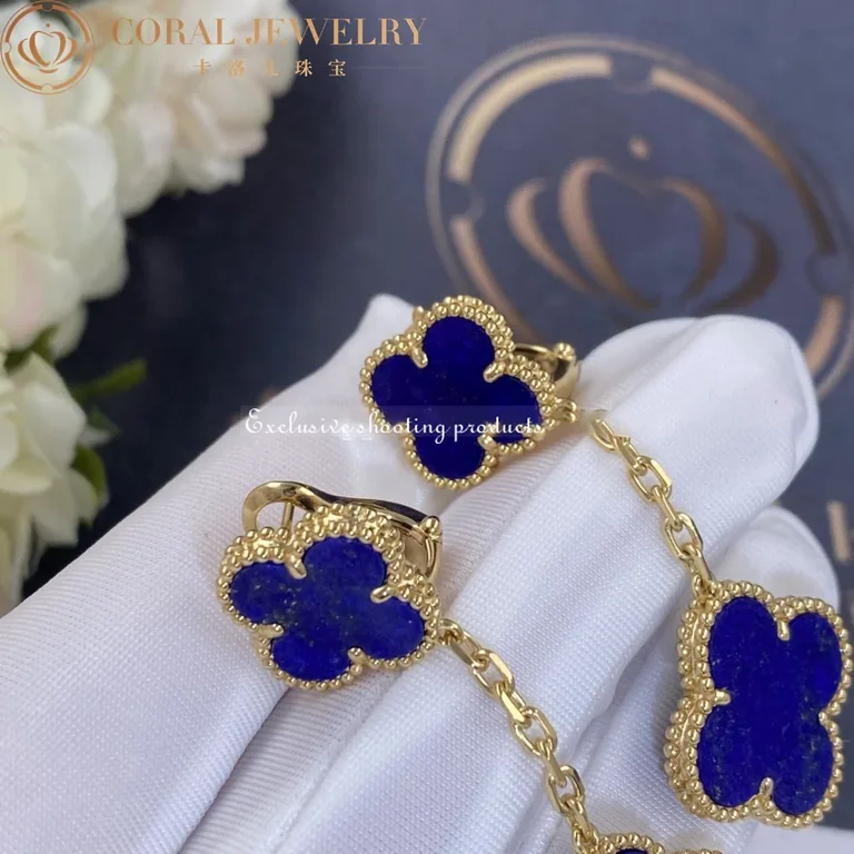 Van Cleef & Arpels VCARD78800-Lapis Lazuli Magic Alhambra earrings 2 motifs Yellow gold Lapis Lazuli 5