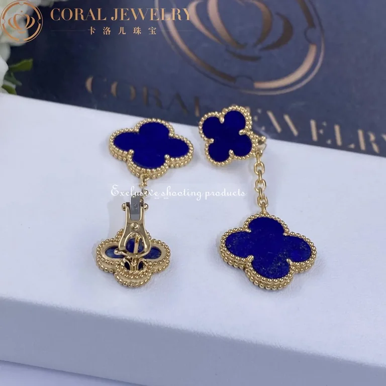Van Cleef & Arpels VCARD78800-Lapis Lazuli Magic Alhambra earrings 2 motifs Yellow gold Lapis Lazuli 3