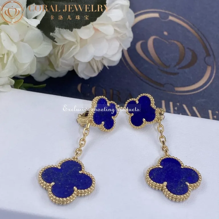 Van Cleef & Arpels VCARD78800-Lapis Lazuli Magic Alhambra earrings 2 motifs Yellow gold Lapis Lazuli 2