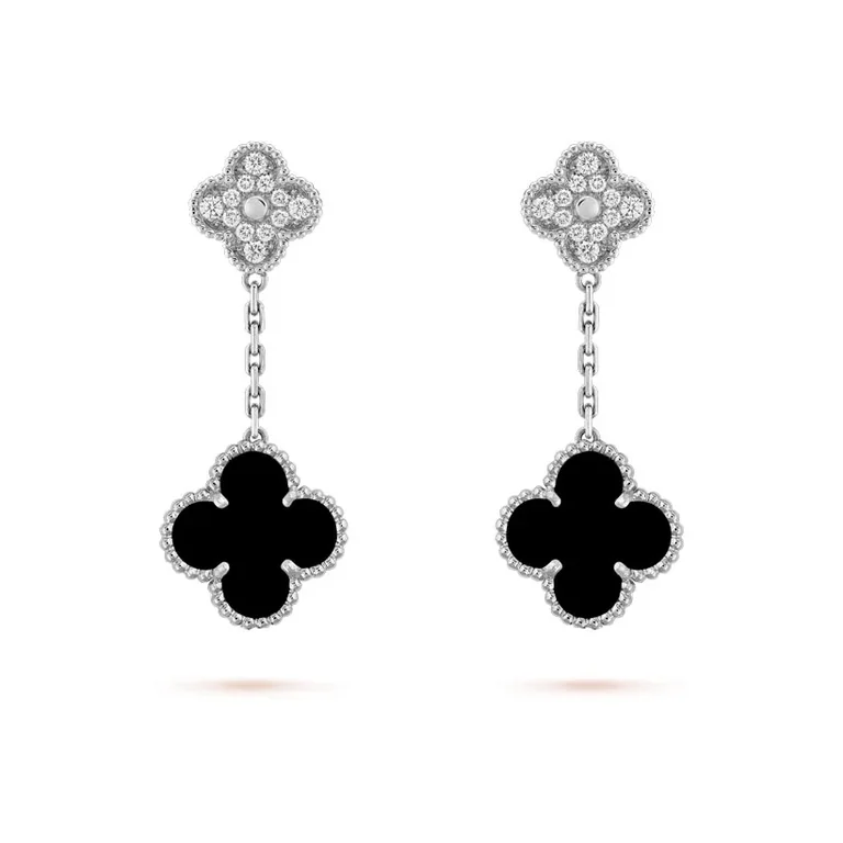 Van Cleef & Arpels VCARP2RA00 Magic Alhambra earrings 2 motifs White gold Diamond Onyx earrings 1