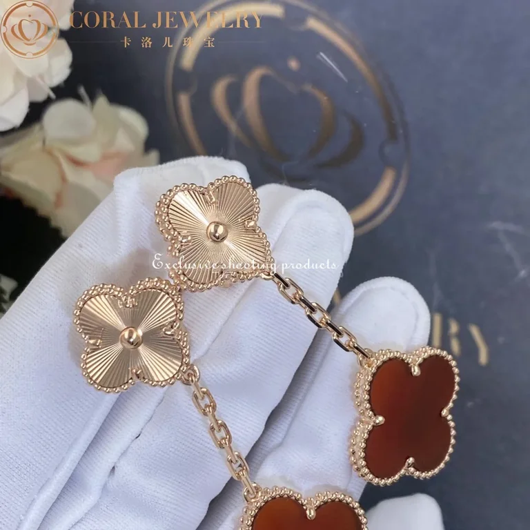 Van Cleef & Arpels VCARP7RQ00 Magic Alhambra earrings 2 motifs Rose gold Carnelian 10