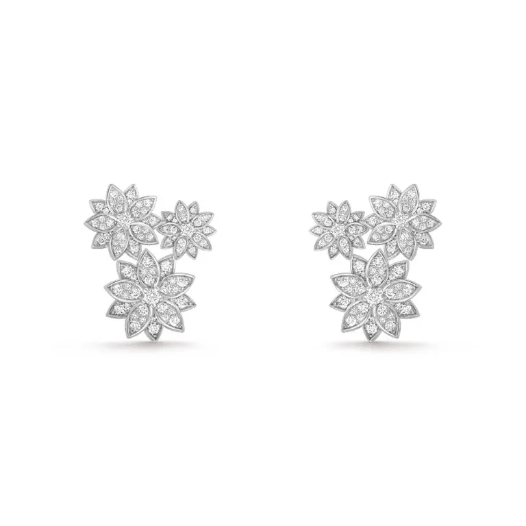 Van Cleef & Arpels VCARP7TH00 Lotus earrings 3 flowers White gold Diamond earrings 2