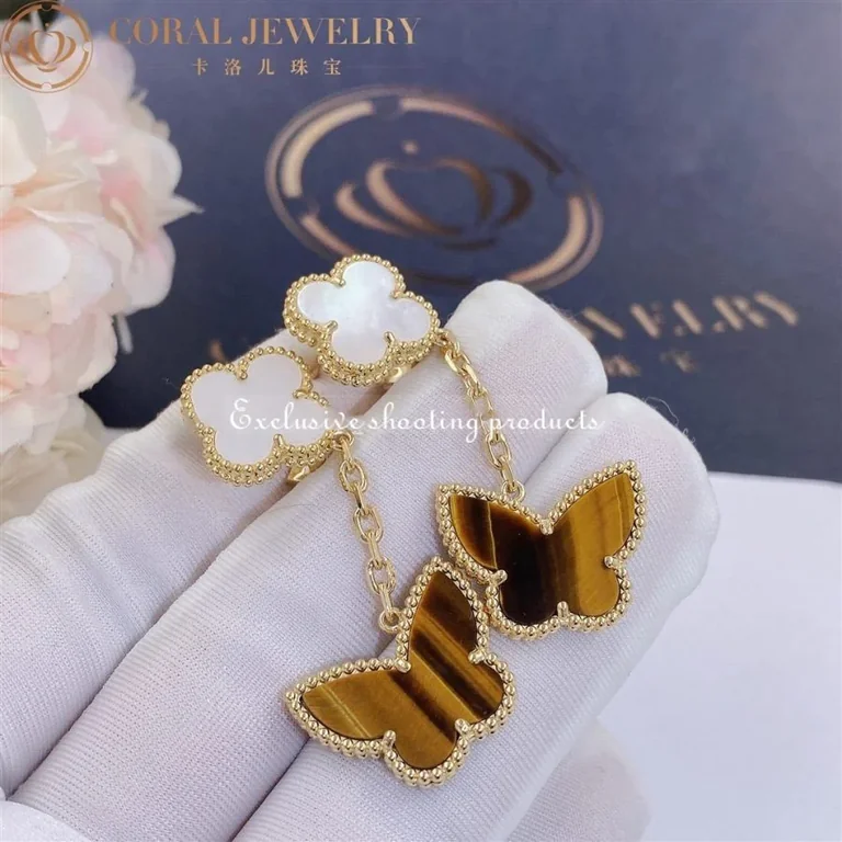 Van Cleef & Arpels VCARD79800 Lucky Alhambra earrings 2 motifs White gold Mother-of-pearl Turquoise earrings 3