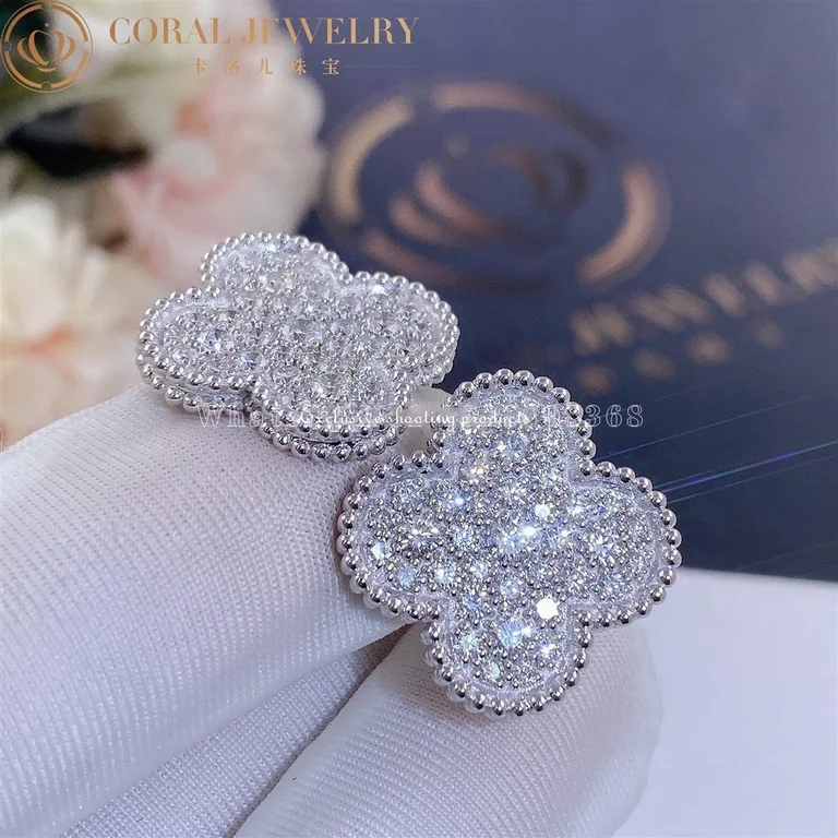 Van Cleef & Arpels VCARN9ZR00 Magic Alhambra earrings White gold Diamond earrings 5