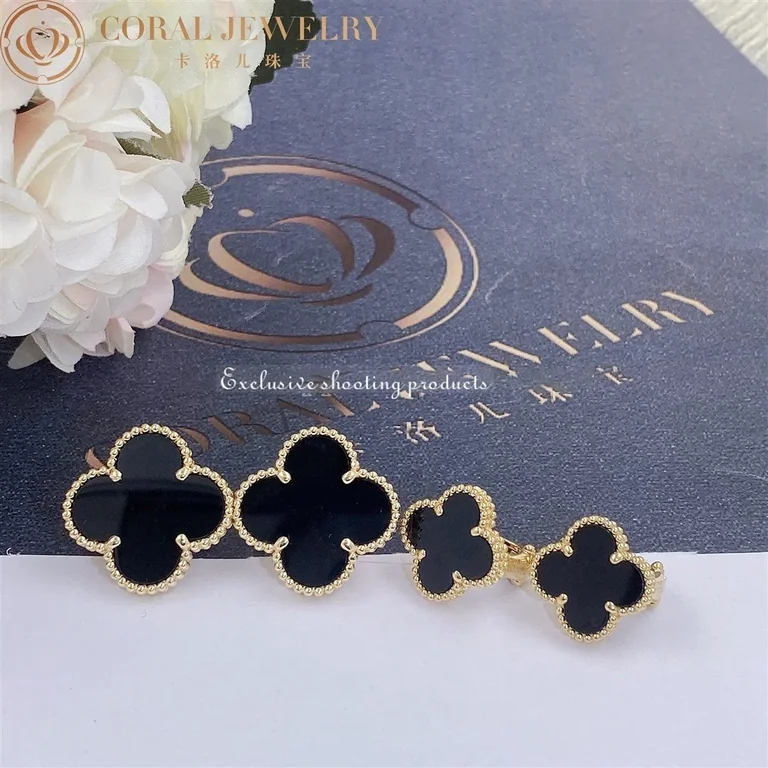 Van Cleef & Arpels VCARA44300 Magic Alhambra Earrings 18k Yellow Gold Onyx Earrings 5