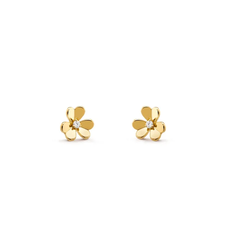 Van Cleef & Arpels VCARP0J300 Frivole earrings mini model Yellow gold Diamond earrings 1