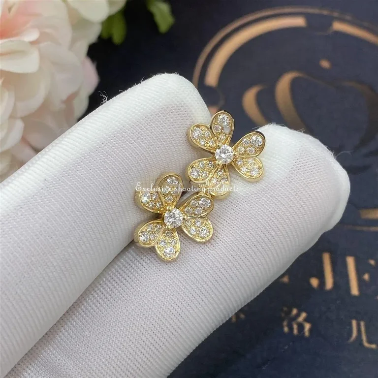 Van Cleef & Arpels VCARP24200 Frivole earrings mini model Yellow gold Diamond earrings 7