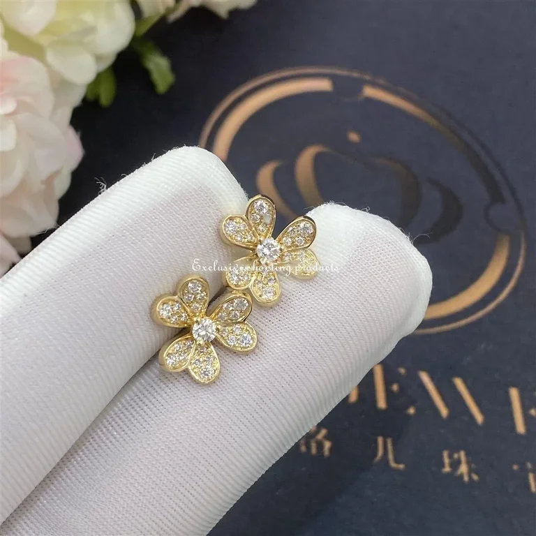 Van Cleef & Arpels VCARP24200 Frivole earrings mini model Yellow gold Diamond earrings 6